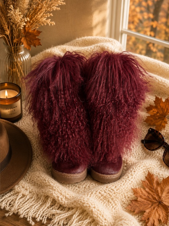 BearPaw Shoes - 🍷✨ Bearpaw Boetis II Shaggy Boots – Wine Burgundy – Women’s Size 8 ✨🍷